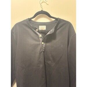 The Bronson MFG Co. Men's Henley Shirt XL Black Solid Long Sleeve Casual